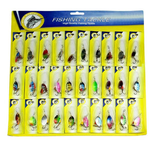 30pcs Trout Spoon Metal Fishing Lures Spinner Baits Bass Tackle