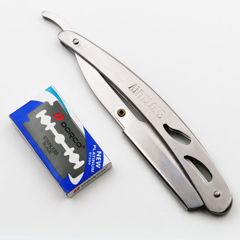 Stainless Steel Straight  Razor Folding with 10 Blades