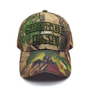 Shut Up and Fish Cap gets right to the point. Army Camo cap is great for hunting and fishing.