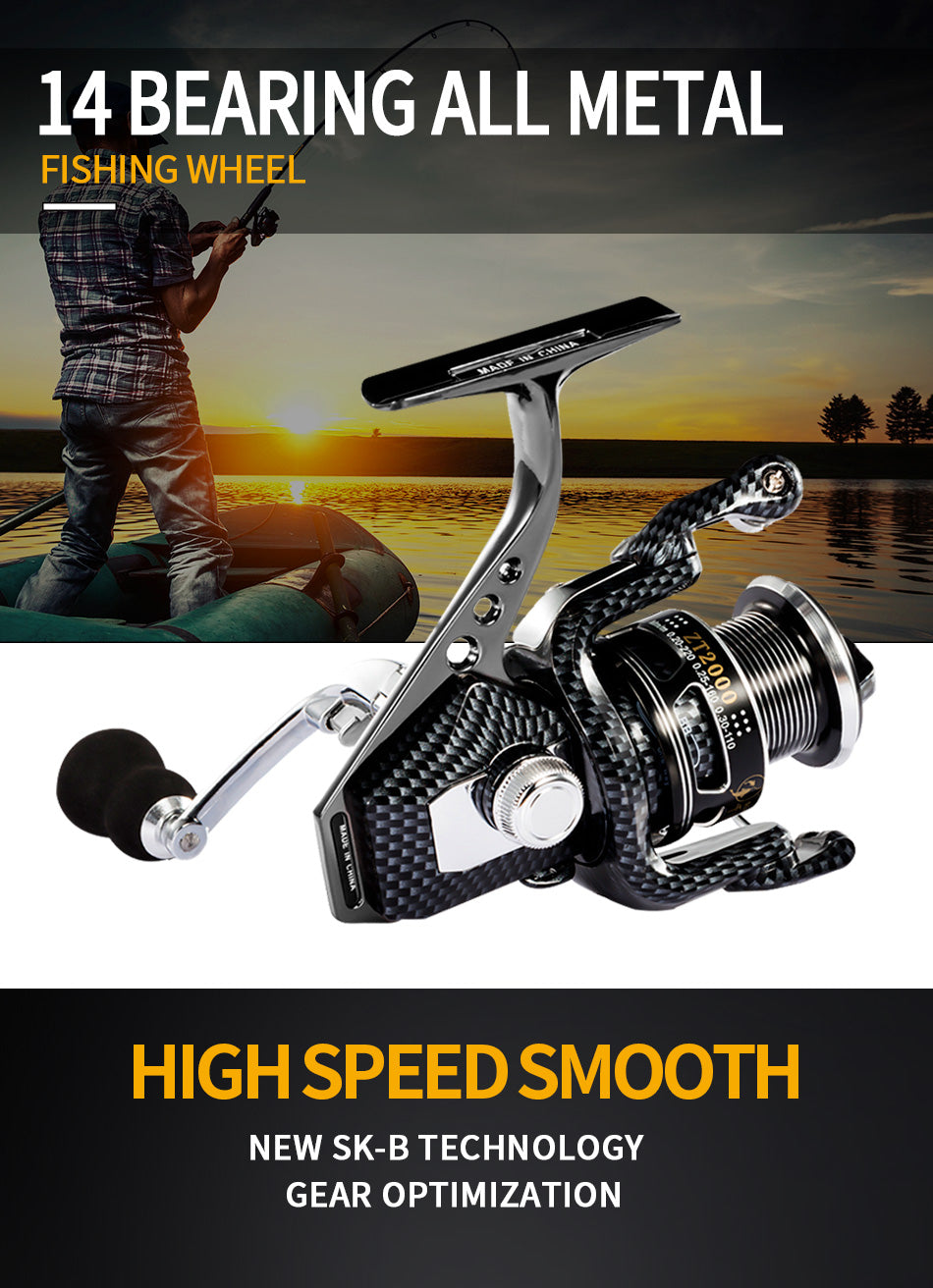 QUIANTU Brand 5.5:1/4.7:1 14BB Waterproof Carbon Drag Spinning Reel